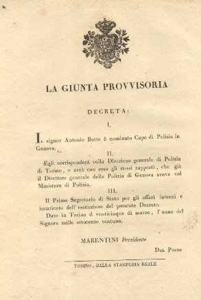 Decreto della Giunta Provvisoria con il quale nomina il signor …