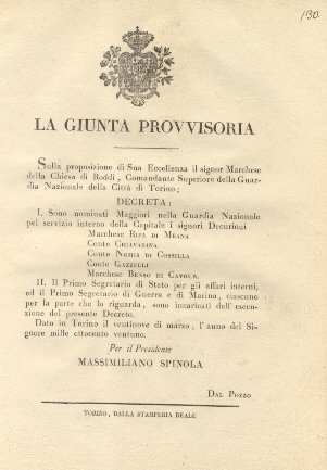 Decreto della Giunta Provvisoria con il quale nomina cinque signori …