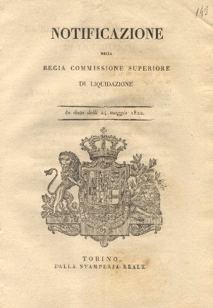 La Regia Commissione Superiore di Liquidazione avendo approvate e rese …