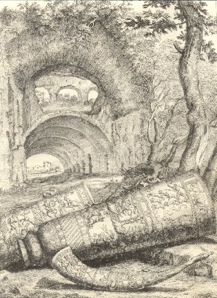 Archi con vasi e corno.