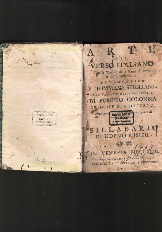 Arte del verso italiano. Con le tavole delle rime di … | Immagine Gallery 3