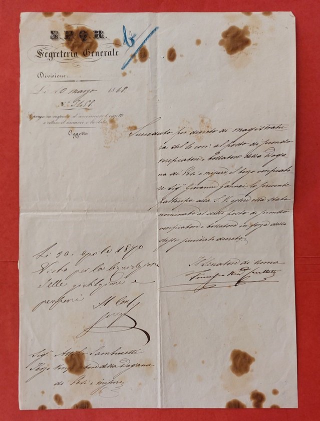 Atto amministrativo dell'ufficio del Ultimo Senatore di Roma