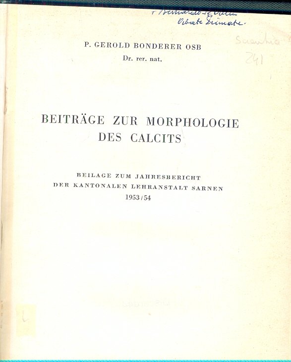 Beitrage zur morphologie des calcits. Beilage zum jahresbericht der kantonalen …