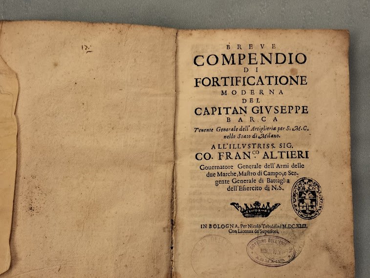 Breve compendio di fortificazione moderna del Capitan Giuseppe Barca Tenente …