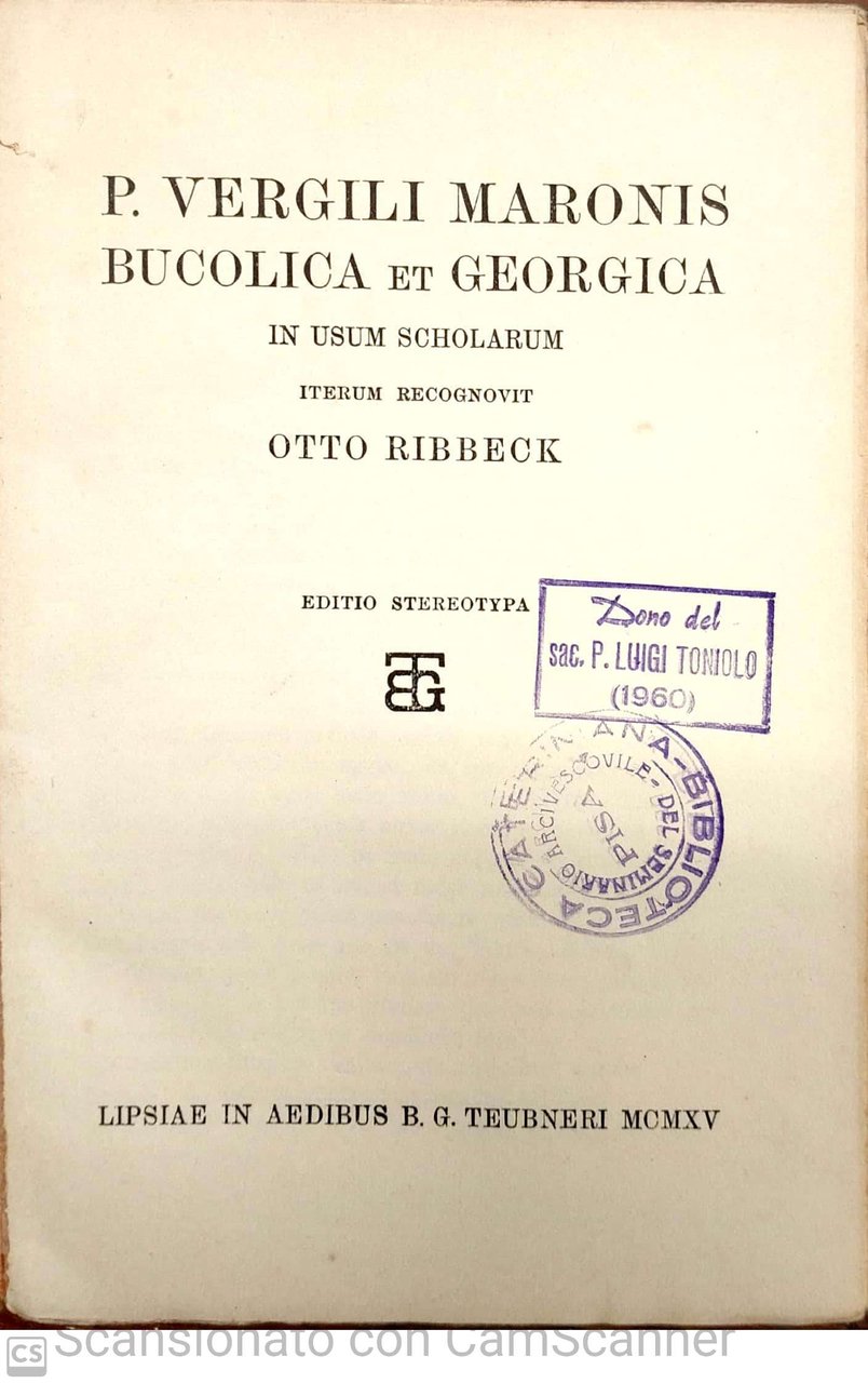 Bucolica ed Georgica (Scriptorum graecorum et romanorum Teubneriana). | Immagine principale