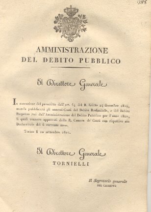 Circolare con la quale il Direttore Generale dell'Amministrazione del Debito …