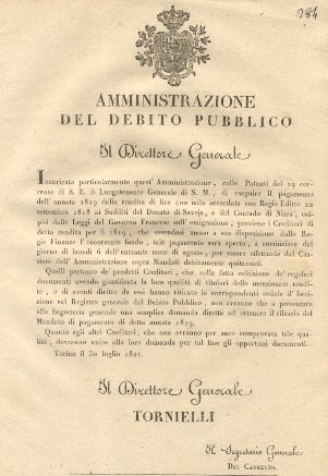 Circolare del Direttore Generale dell'Amministrazione del Debito Pubblico, con la …