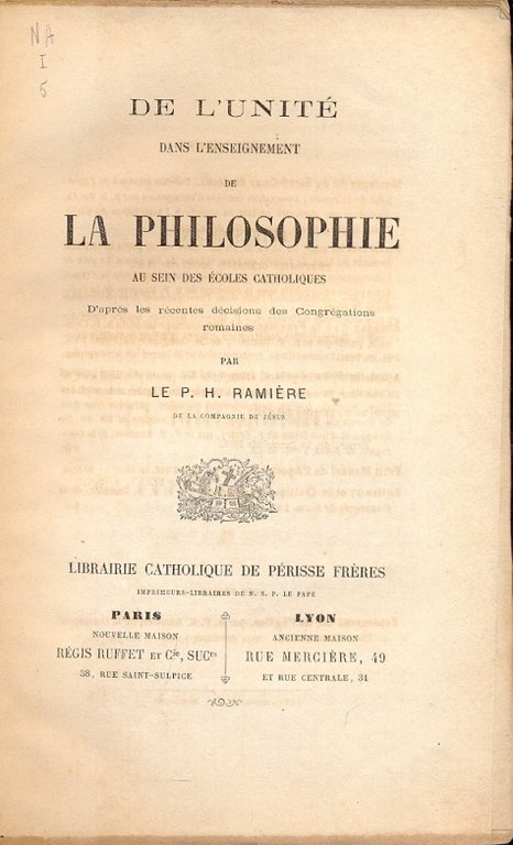 De l'unité dans l'enseignement de la philosophie au sein des …