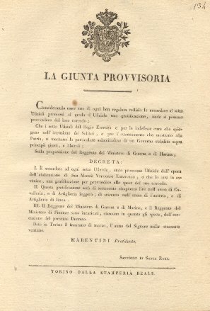 Decreto della Giunta Provvisoria col quale accorda ad ogni sotto …