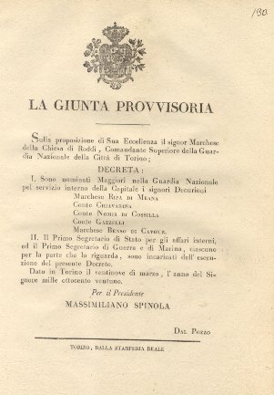 Decreto della Giunta Provvisoria con il quale nomina cinque signori …