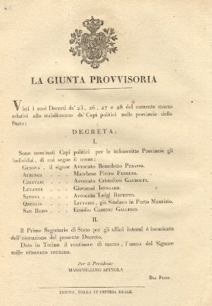 Decreto della Giunta Provvisoria con il quale nomina sette Capi …