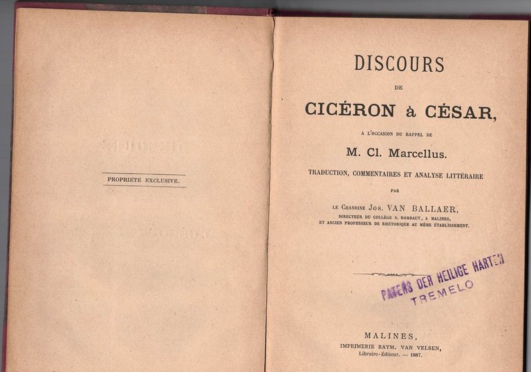 Discours de Ciceron a Cesar a l'occasion du rappel de …