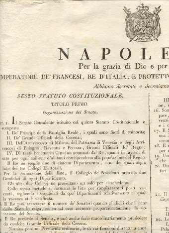 Editto napoleonico che decreta il Sesto Statuto Costituzionale.