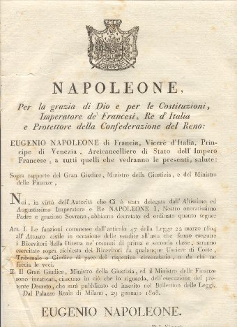 Editto napoleonico ordinante che le funzioni commesse dall'art. 47 della …