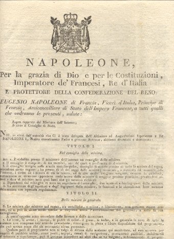 Editto napoleonico per il rapporto del Ministro dell'Interno circa l'elezione …