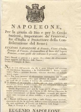 Editto napoleonico per l'affrancatura dei debiti.
