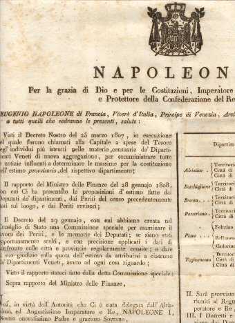 Editto napoleonico relativo all'estimo provvisorio de' Dipartimenti Veneti di nuova …