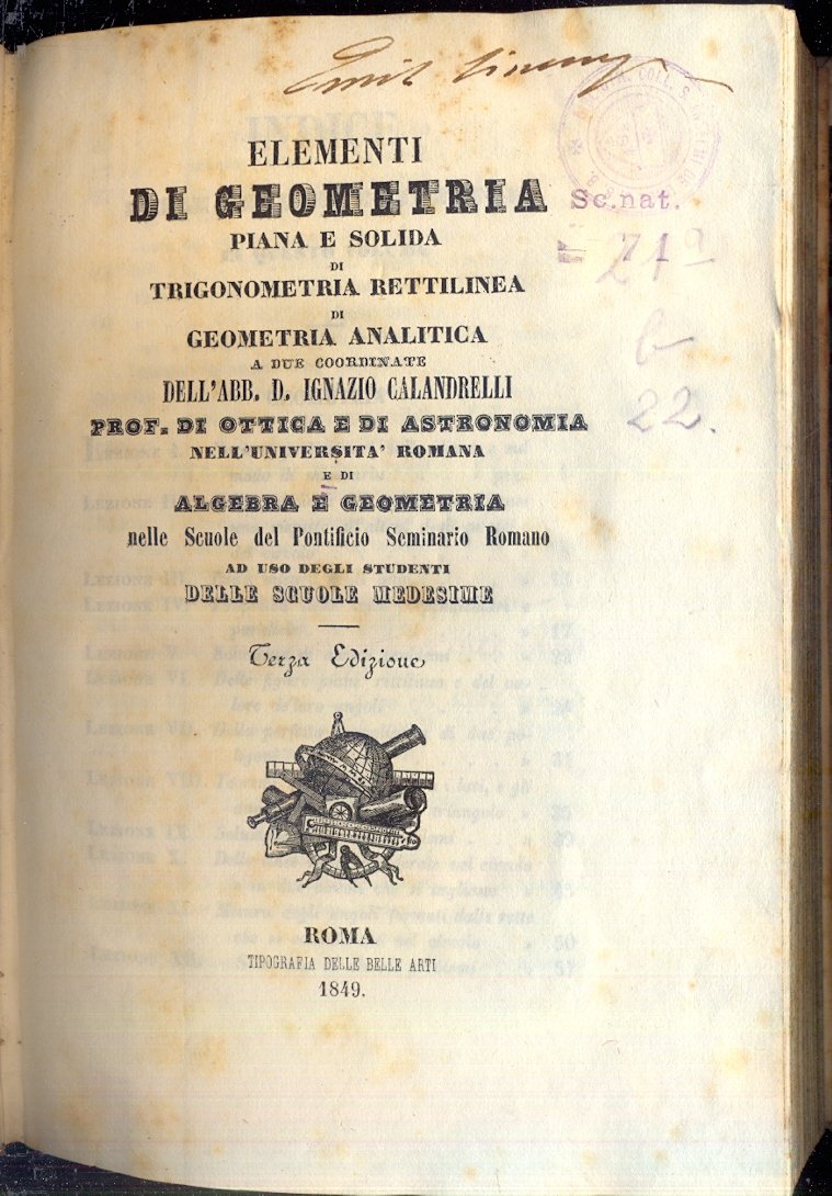 Elementi di algebra e di algebra e geometria (1° vol.) …