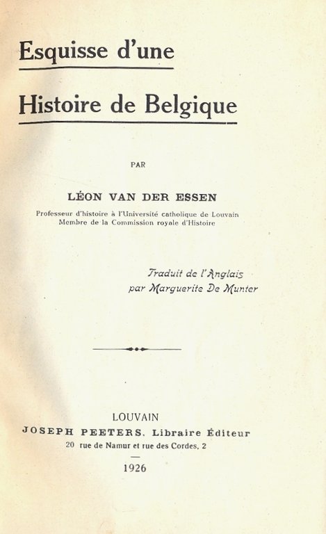 Esquisse d'une Histoire de Belgique.