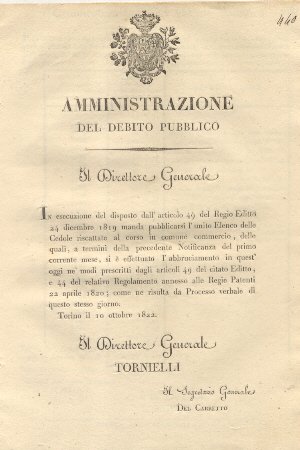 Il Direttore Generale dell'amministrazione del debito pubblico manda pubblicarsi l'unito …