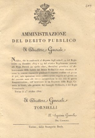 Il Direttore Generale dell'amministrazione del debito pubblico notifica il giorno, …