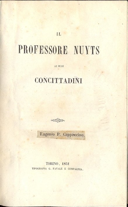 Il Professore Nuyts ai suoi concittadini.