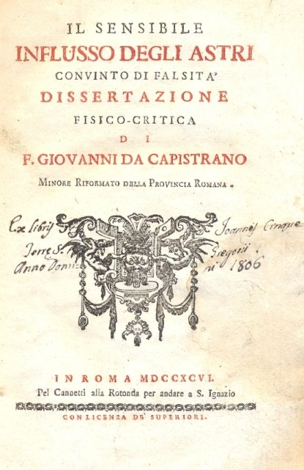 Il sensibile influsso degli astri convinto di falsità, dissertazione fisico …