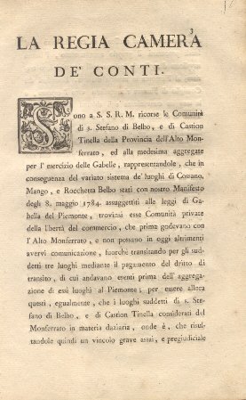 La Regia Camera de' Conti ricorso delle comunità di S. …