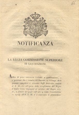 La Regia Commissione Superiore di Liquidazione affine di poter conoscere …