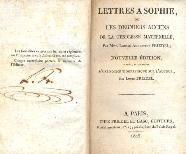Lettres a Sophie, ou les derniers accens de la tendresse …