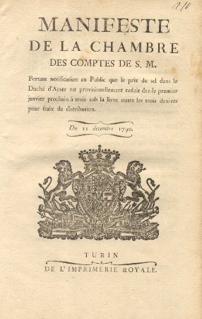 Manifeste de la Chambre des Comptes de S. M. circa …