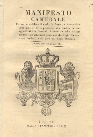 Manifesto camerale per cui si stabilisce il modo, le forme, …