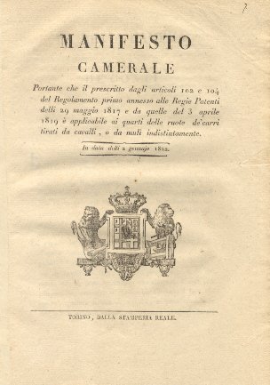 Manifesto Camerale portante che il prescritto dagli articoli 102 e …