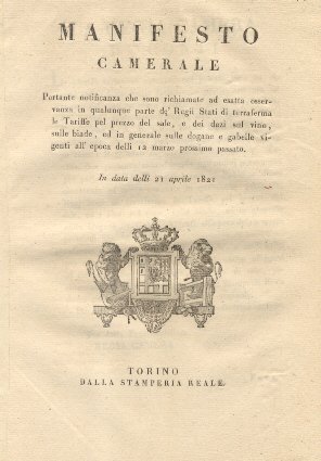 Manifesto Camerale portante notificanza che sono richiamate ad esatta osservanza …