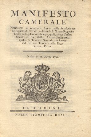 Manifesto Camerale riguardo la notifica della variazione seguita nella sottoscrizione …