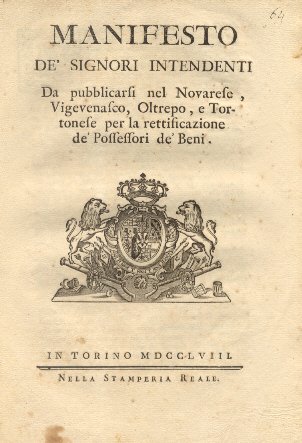 Manifesto de' Signori Intendenti circa la rettificazione de' possessori de' …