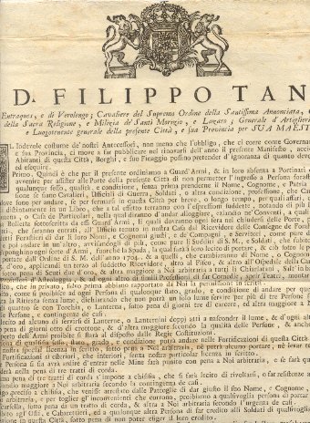 Manifesto di D. Filippo Tana riguardo l'osservanza di alcune disposizioni …