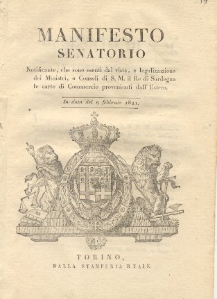 Manifesto senatorio notificante, che sono esenti dal vista , e …
