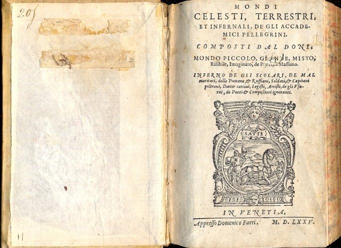 Mondi Celesti, Terrestri, et Infernali, de gli Accademici Pellegrini. Mondo …