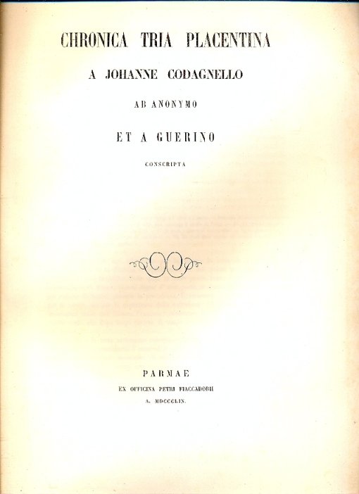 Monumenta historica ad provincias Parmensem et Placentinam pertinentia.