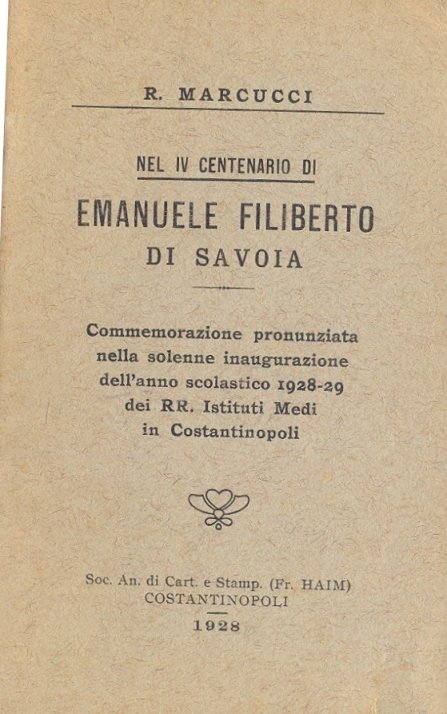 Nel IV centenario di Emanuele Filiberto di Savoia. Commemorazione pronunziata …