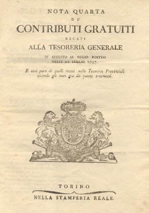 Nota Quarta de' contributi gratuiti recati alla Tesoreria Generale e …