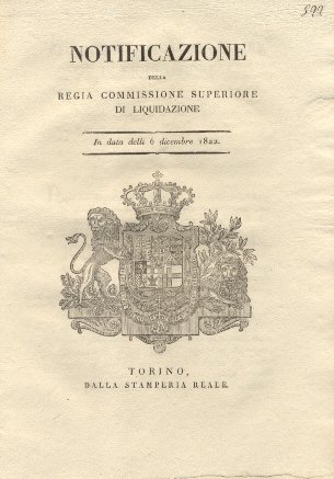 Notificazione della regia commissione superiore di liquidazione con la quale …