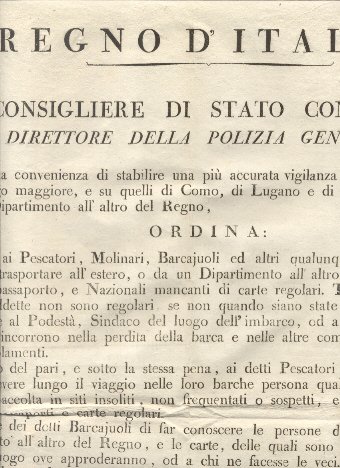 Ordine che stabilisce una più accurata vigilanza sul Lago Maggiore, …