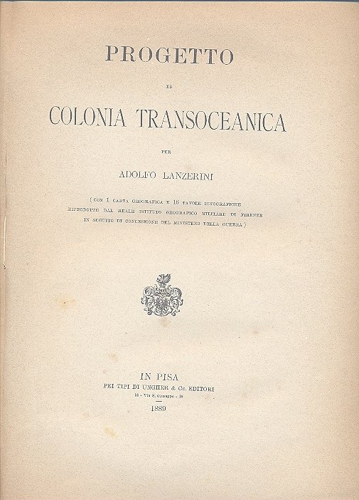 Progetto di colonia transoceanica.