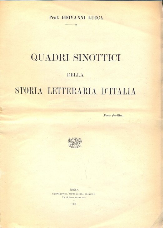 Quadri sinottici della storia letteraria d'Italia. | Immagine Gallery 2