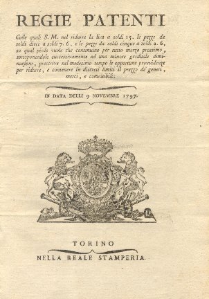 Regie Patenti colle quali S. M. nel ridurre la lira …