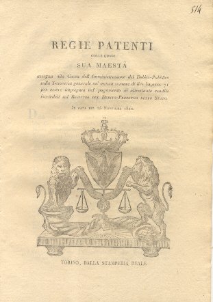 Regie patenti colle quali Sua Maestà assegna alla cassa dell'Amministrazione …