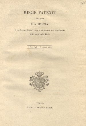 Regie Patenti colle quali Sua Maestà dà vari provvedimenti circa …
