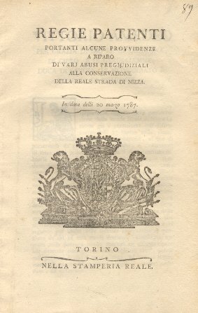 Regie Patenti riguardo alcune provvidenze a riparo di vari abusi …